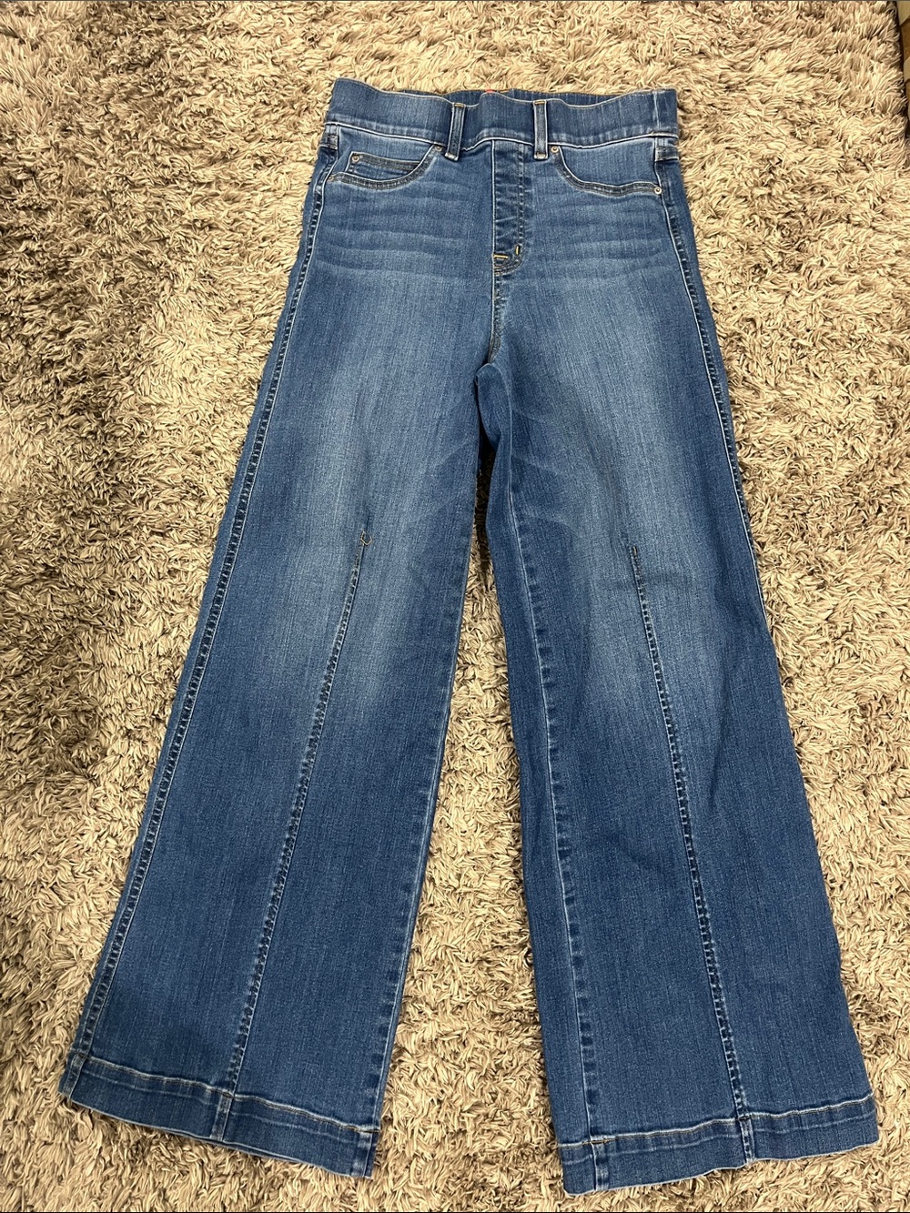 SPANX Blue Wide-Leg Flare Jeans